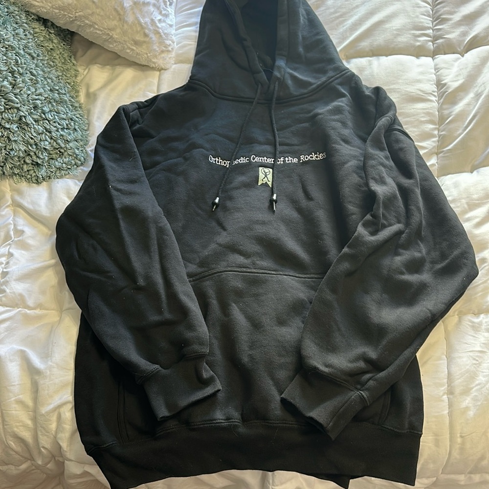 Large branded black hoodie
